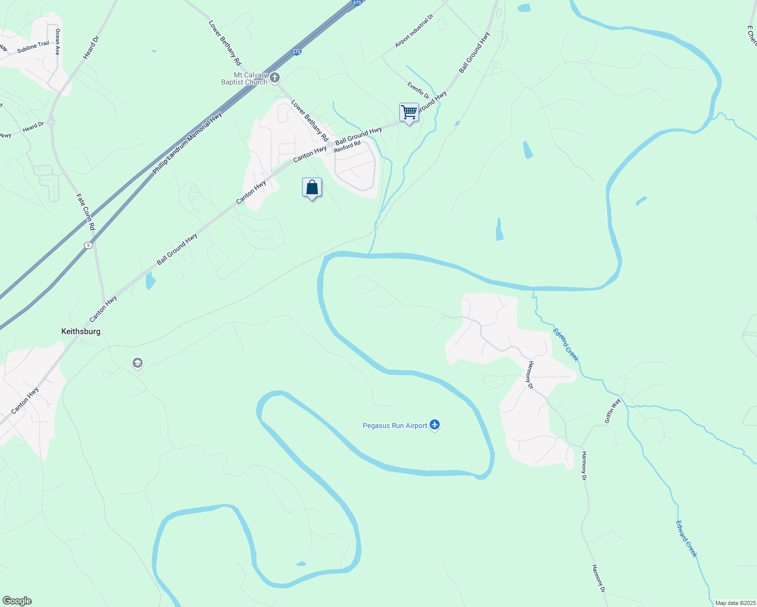 map of restaurants, bars, coffee shops, grocery stores, and more near 510 Perdue Trail in Canton
