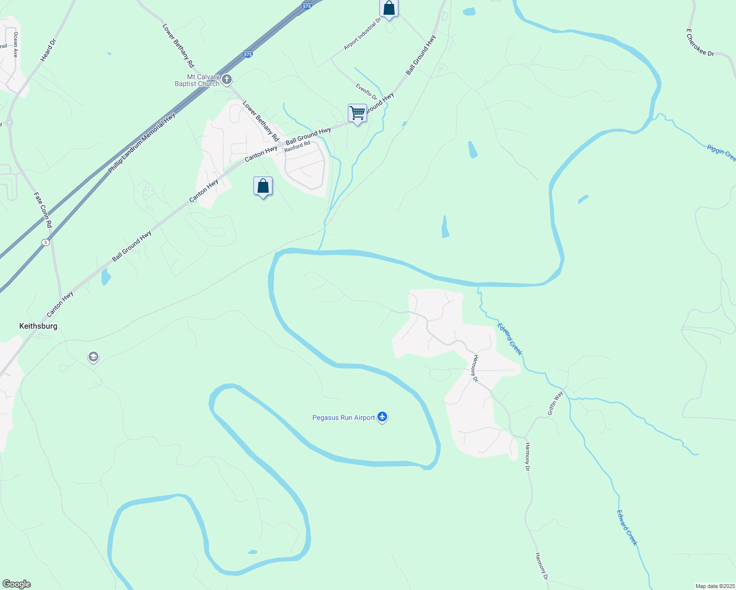 map of restaurants, bars, coffee shops, grocery stores, and more near 2100 Harmony Drive in Canton