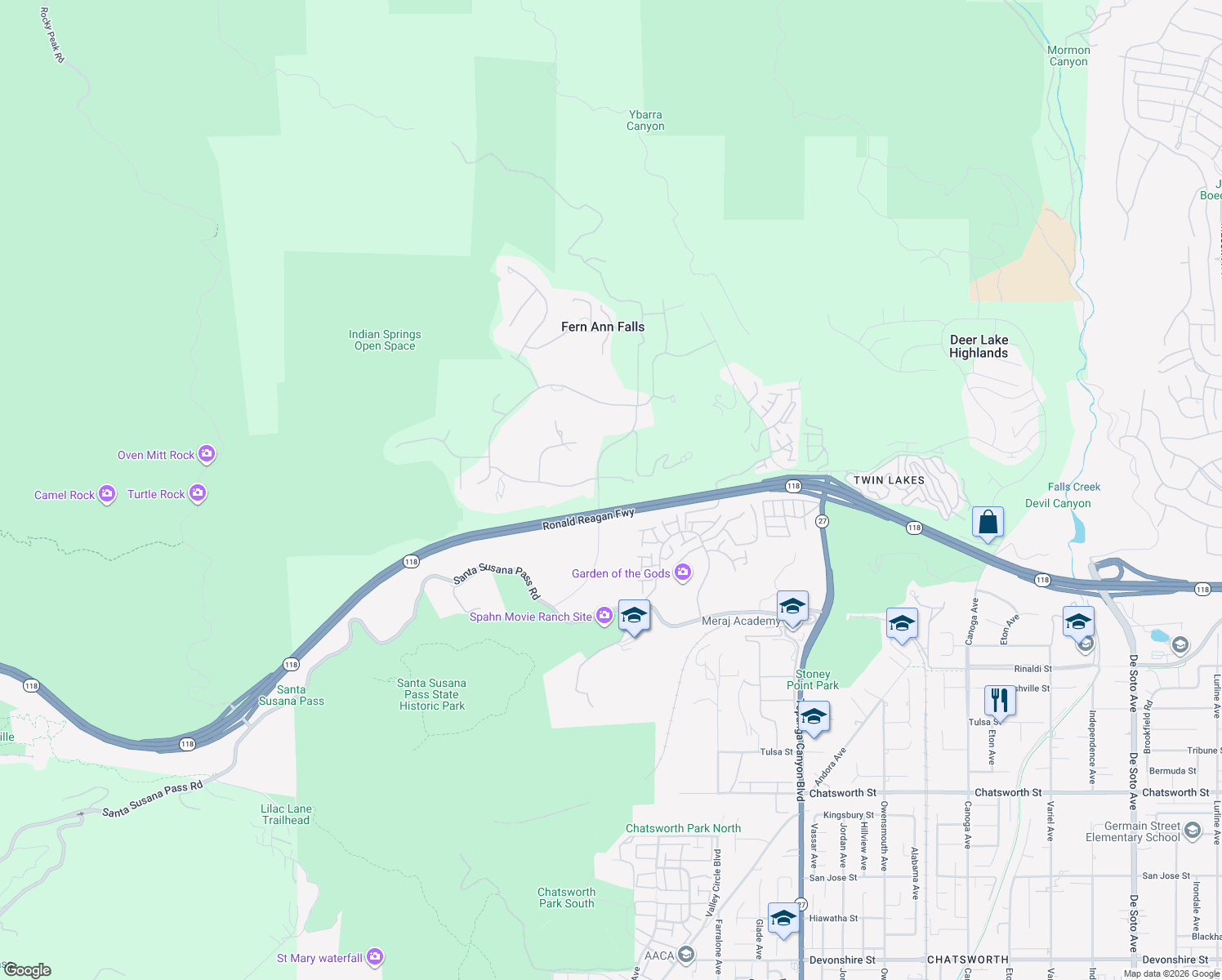 map of restaurants, bars, coffee shops, grocery stores, and more near 11428 Iverson Road in Los Angeles County