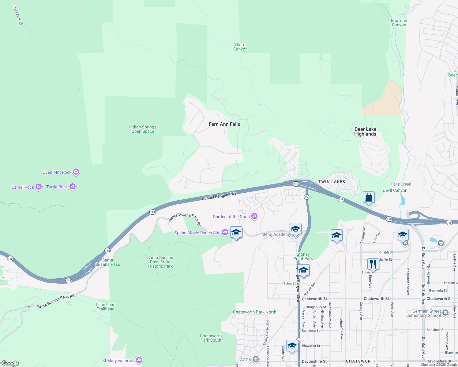 map of restaurants, bars, coffee shops, grocery stores, and more near 11428 Iverson Road in Los Angeles County