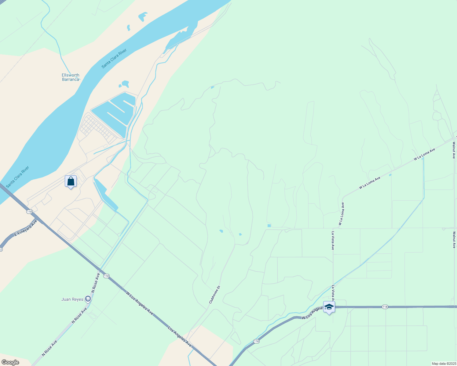 map of restaurants, bars, coffee shops, grocery stores, and more near 4877 Clubhouse Drive in Somis