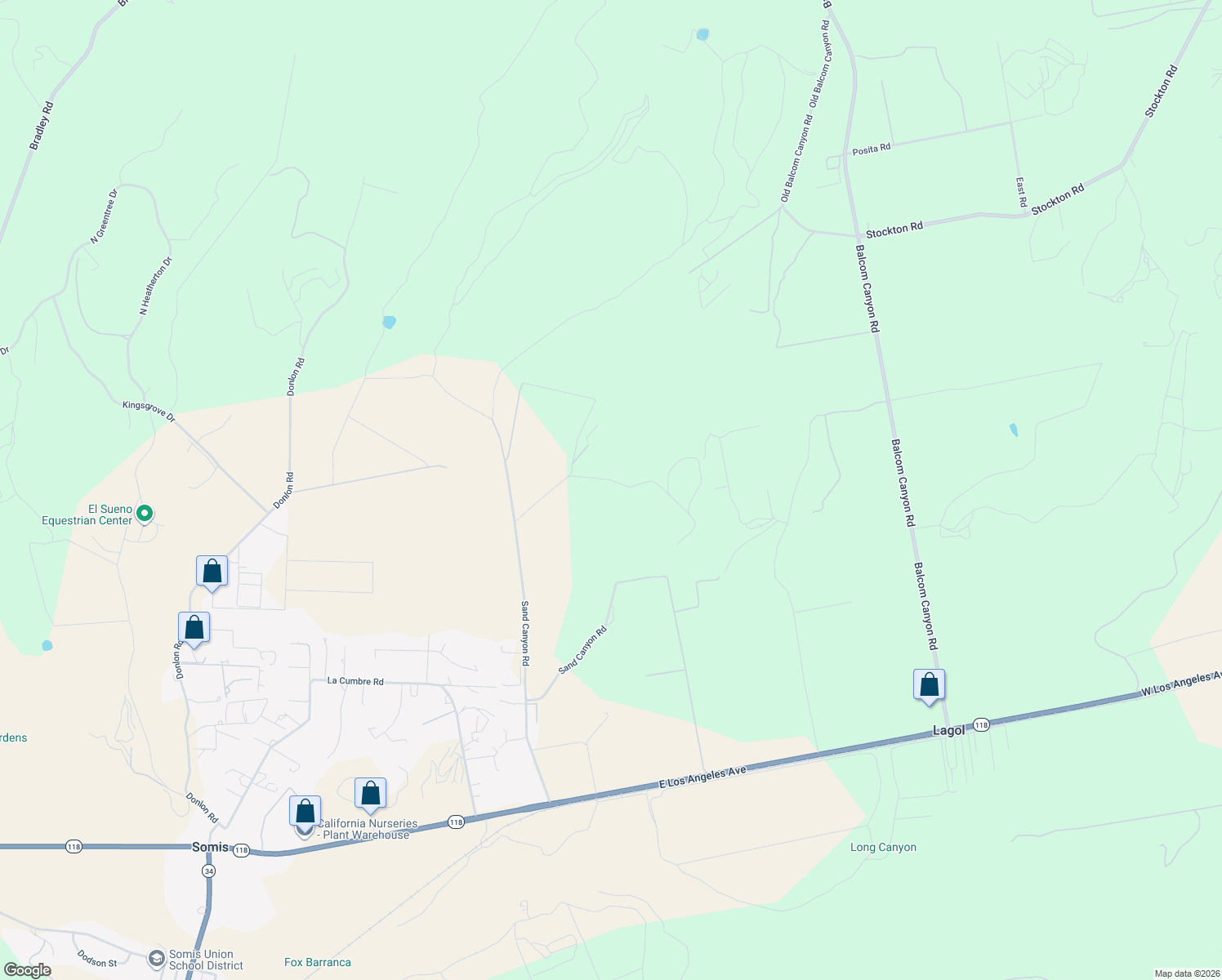 map of restaurants, bars, coffee shops, grocery stores, and more near 4900 Sand Canyon Road in Somis