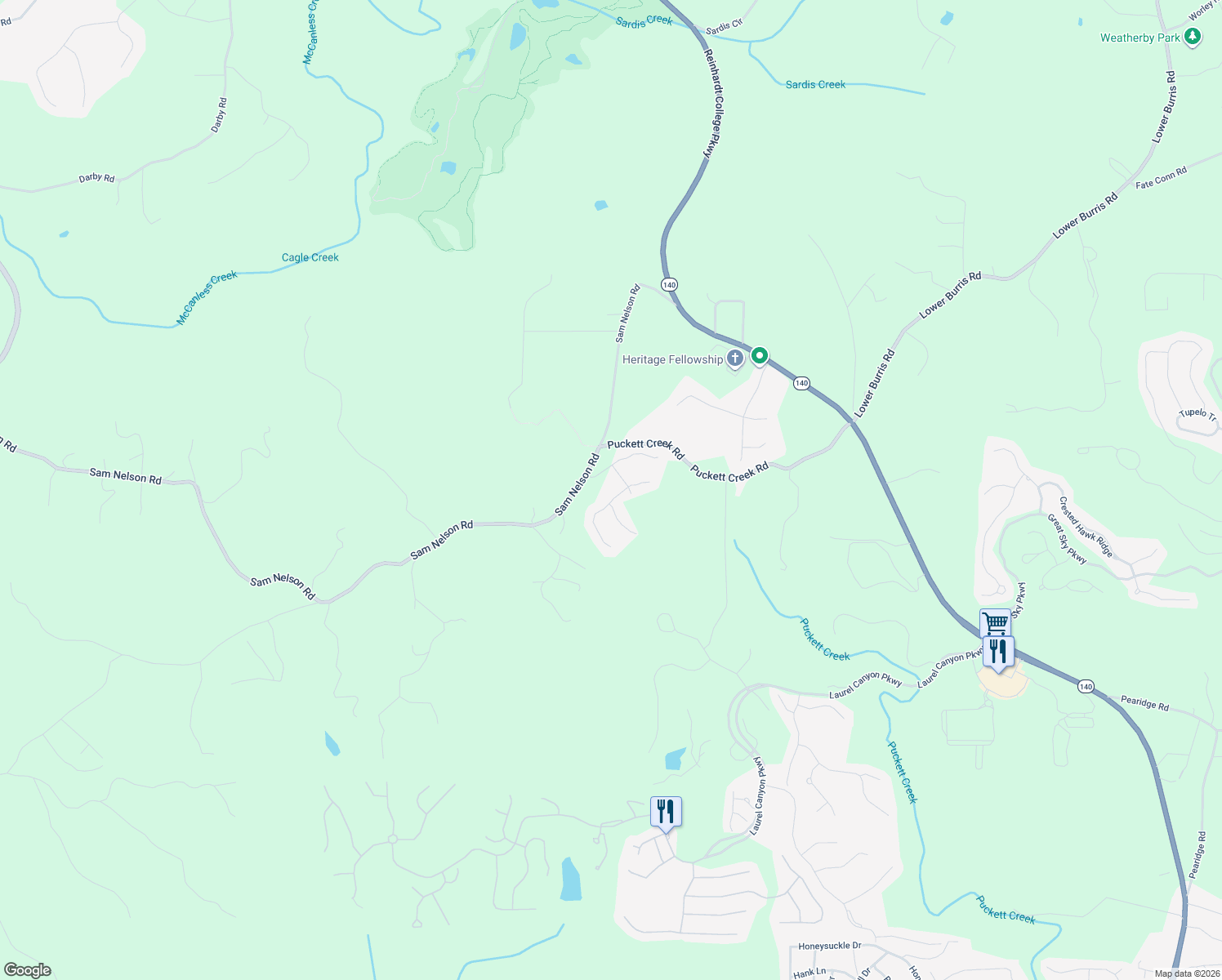 map of restaurants, bars, coffee shops, grocery stores, and more near 404 Canyon Creek Landing in Canton