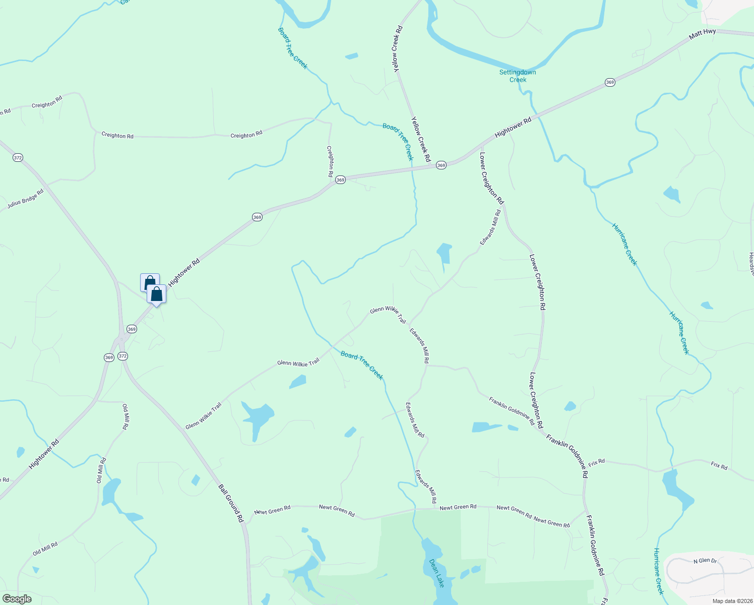 map of restaurants, bars, coffee shops, grocery stores, and more near 1205 Glenn Wilkie Trail in Ball Ground