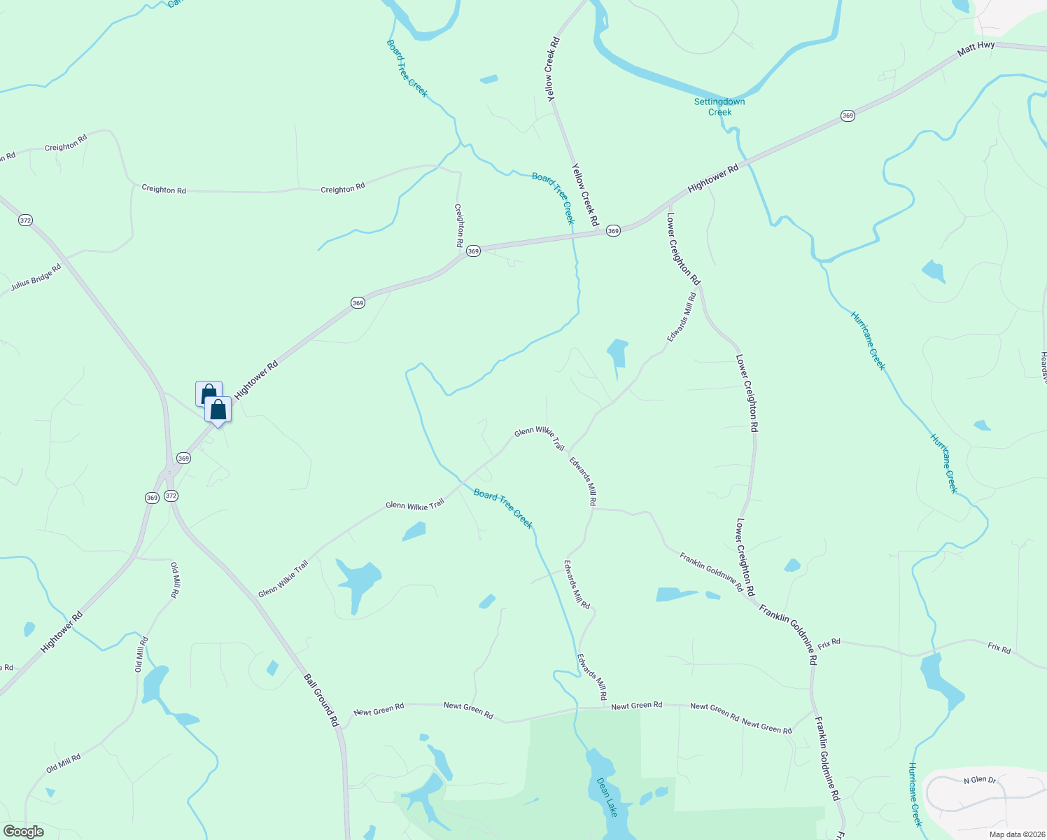 map of restaurants, bars, coffee shops, grocery stores, and more near 1205 Glenn Wilkie Trail in Ball Ground