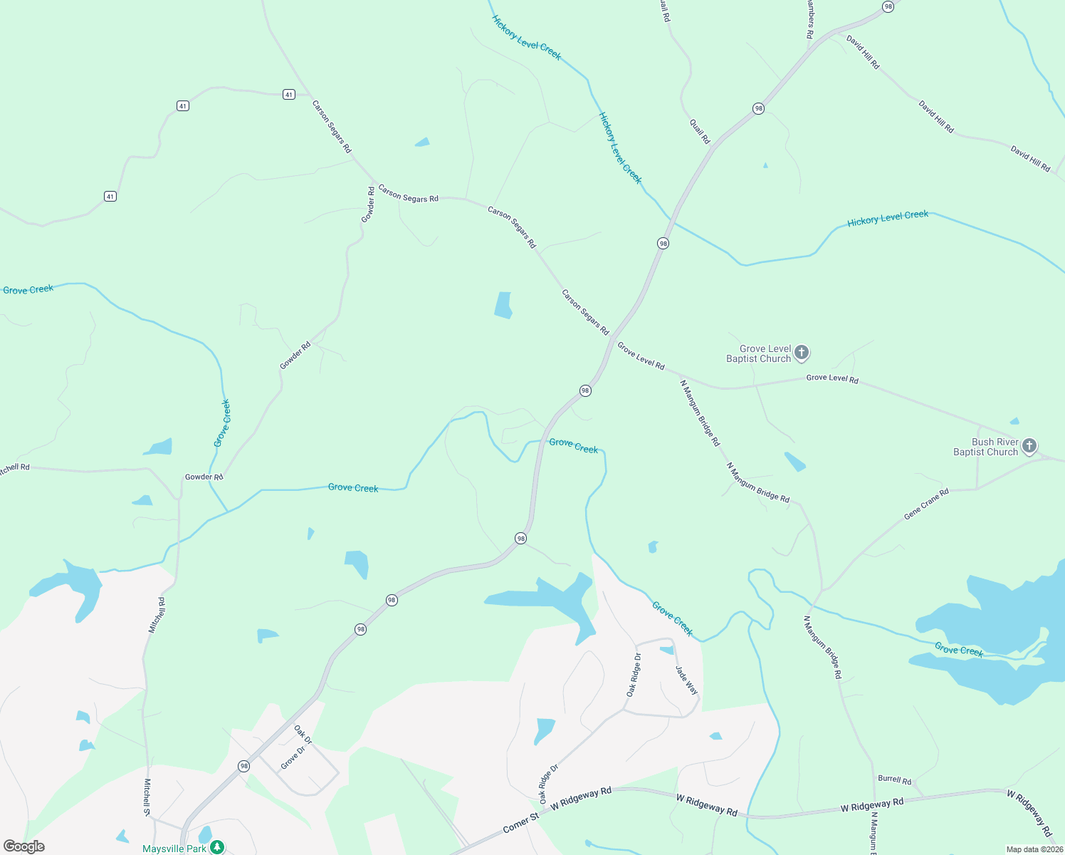 map of restaurants, bars, coffee shops, grocery stores, and more near 1887-2019 Georgia 98 in Maysville