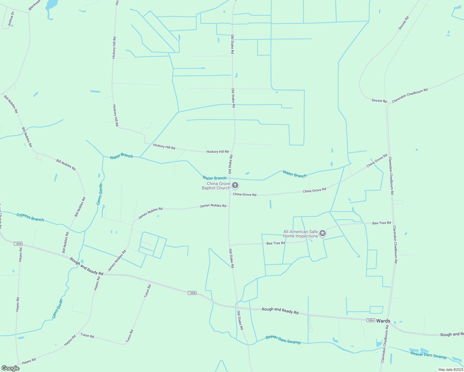 map of restaurants, bars, coffee shops, grocery stores, and more near 2875 Old Stake Road in Chadbourn