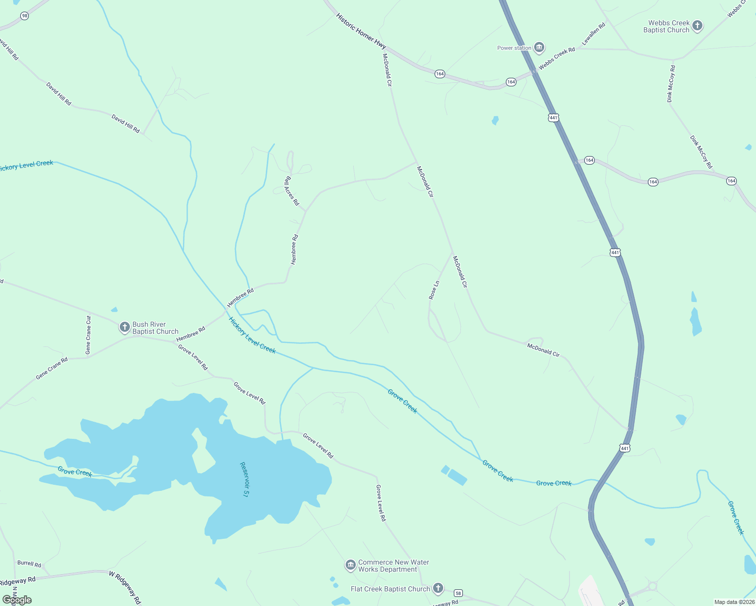 map of restaurants, bars, coffee shops, grocery stores, and more near 419 Rattle Trap Rd in Commerce