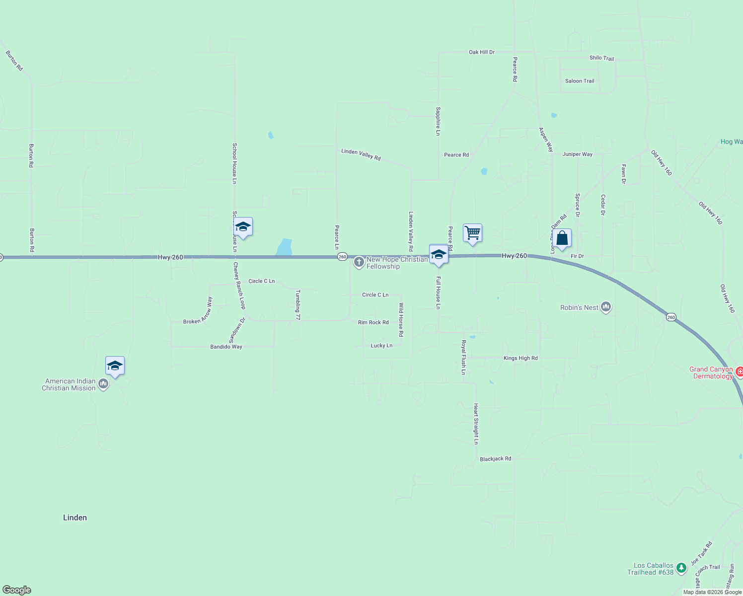 map of restaurants, bars, coffee shops, grocery stores, and more near 6831 Circle C Lane in Show Low