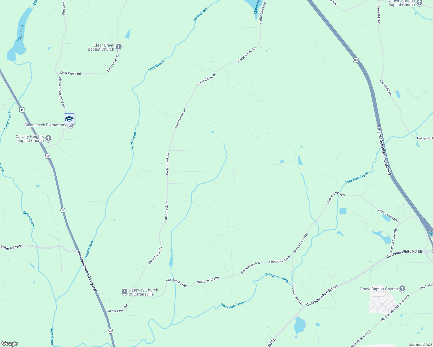 map of restaurants, bars, coffee shops, grocery stores, and more near 11 Dogwood Place Northwest in Cartersville