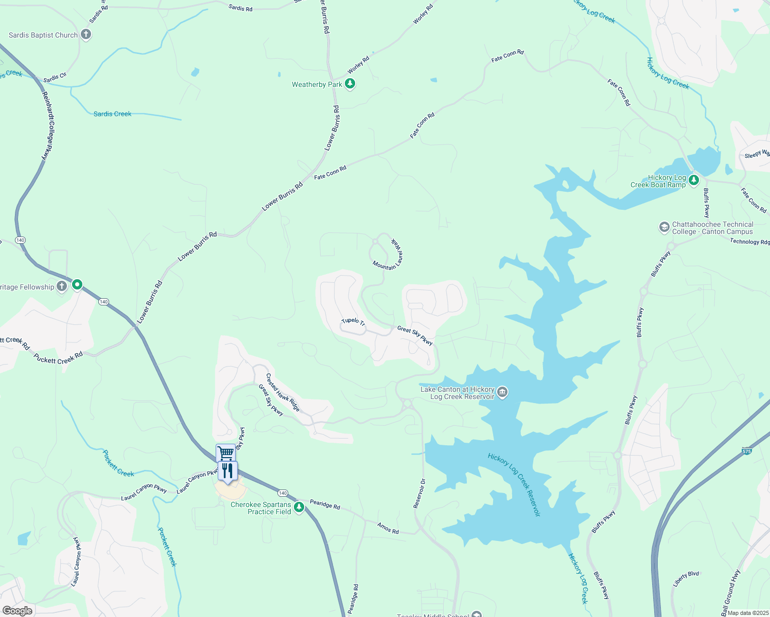 map of restaurants, bars, coffee shops, grocery stores, and more near 316 Willow Cove in Canton