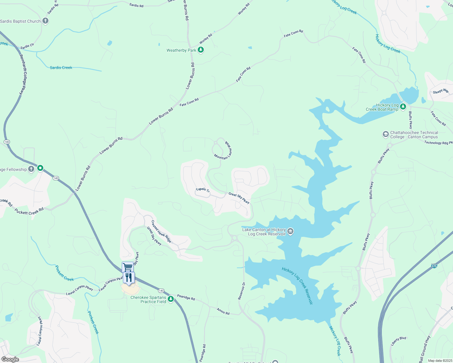 map of restaurants, bars, coffee shops, grocery stores, and more near 223 Willow Street in Canton