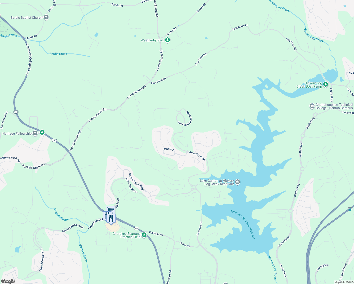 map of restaurants, bars, coffee shops, grocery stores, and more near 333 Willow Cove in Canton
