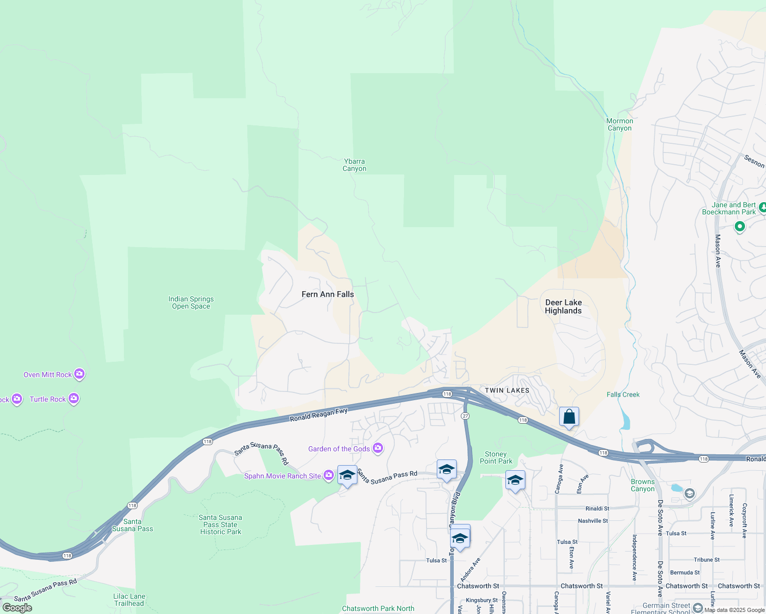 map of restaurants, bars, coffee shops, grocery stores, and more near 22335 La Quilla Drive in Los Angeles County