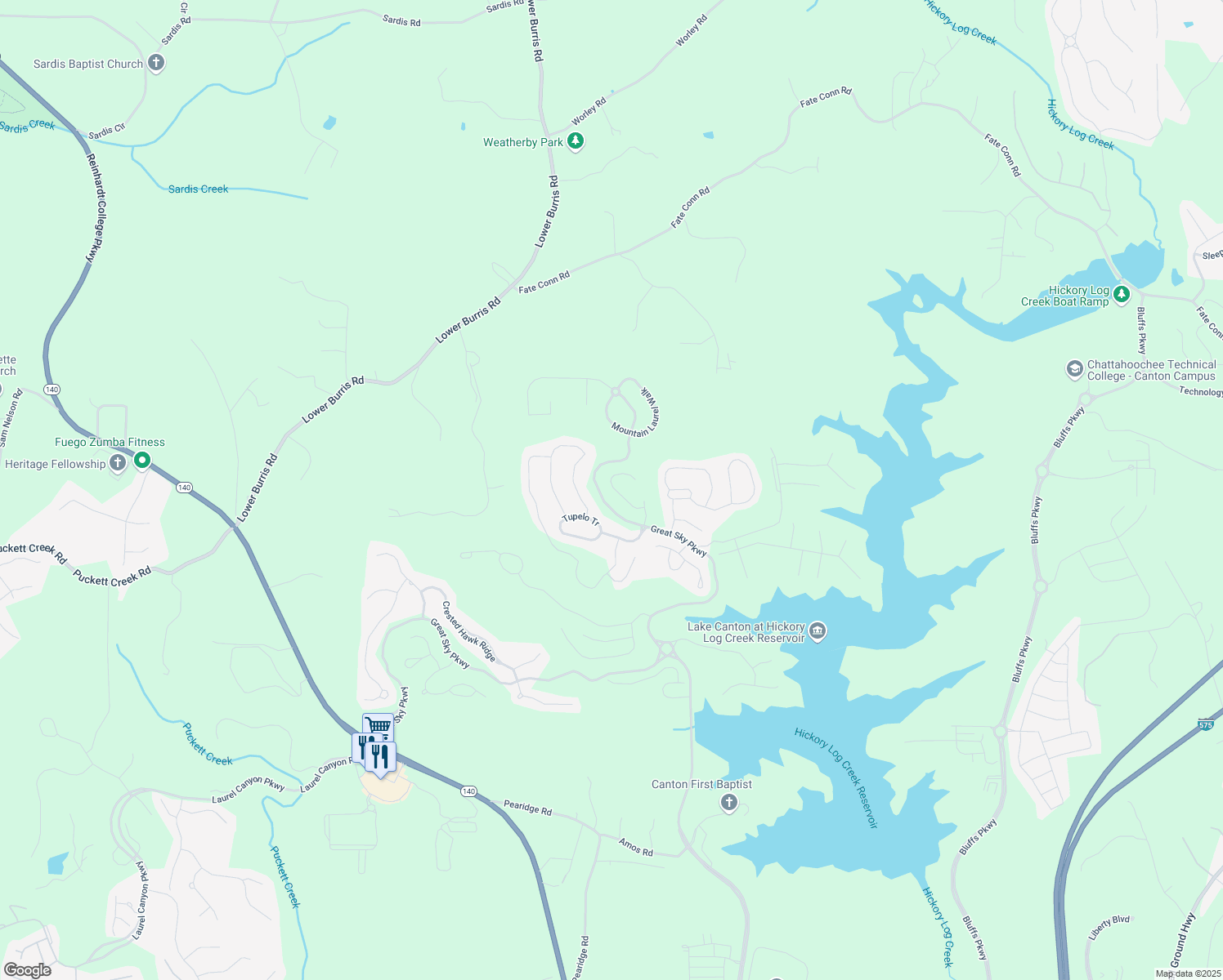 map of restaurants, bars, coffee shops, grocery stores, and more near 333 Willow Cove in Canton