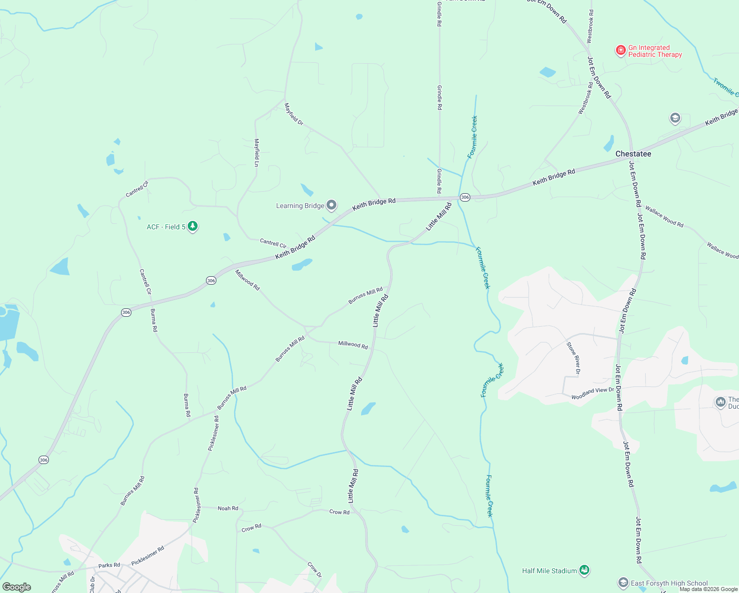 map of restaurants, bars, coffee shops, grocery stores, and more near 6970 Burruss Mill Road in Cumming