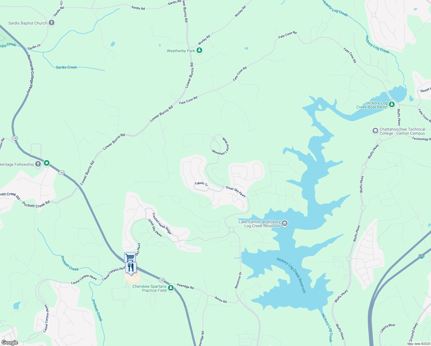 map of restaurants, bars, coffee shops, grocery stores, and more near 328 Willow Cove in Canton