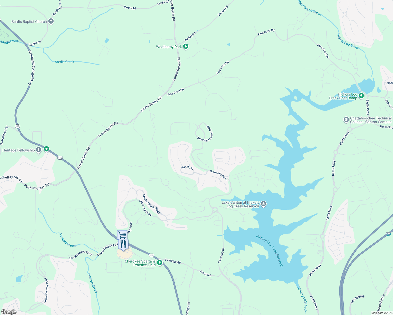 map of restaurants, bars, coffee shops, grocery stores, and more near 337 Willow Cove in Canton