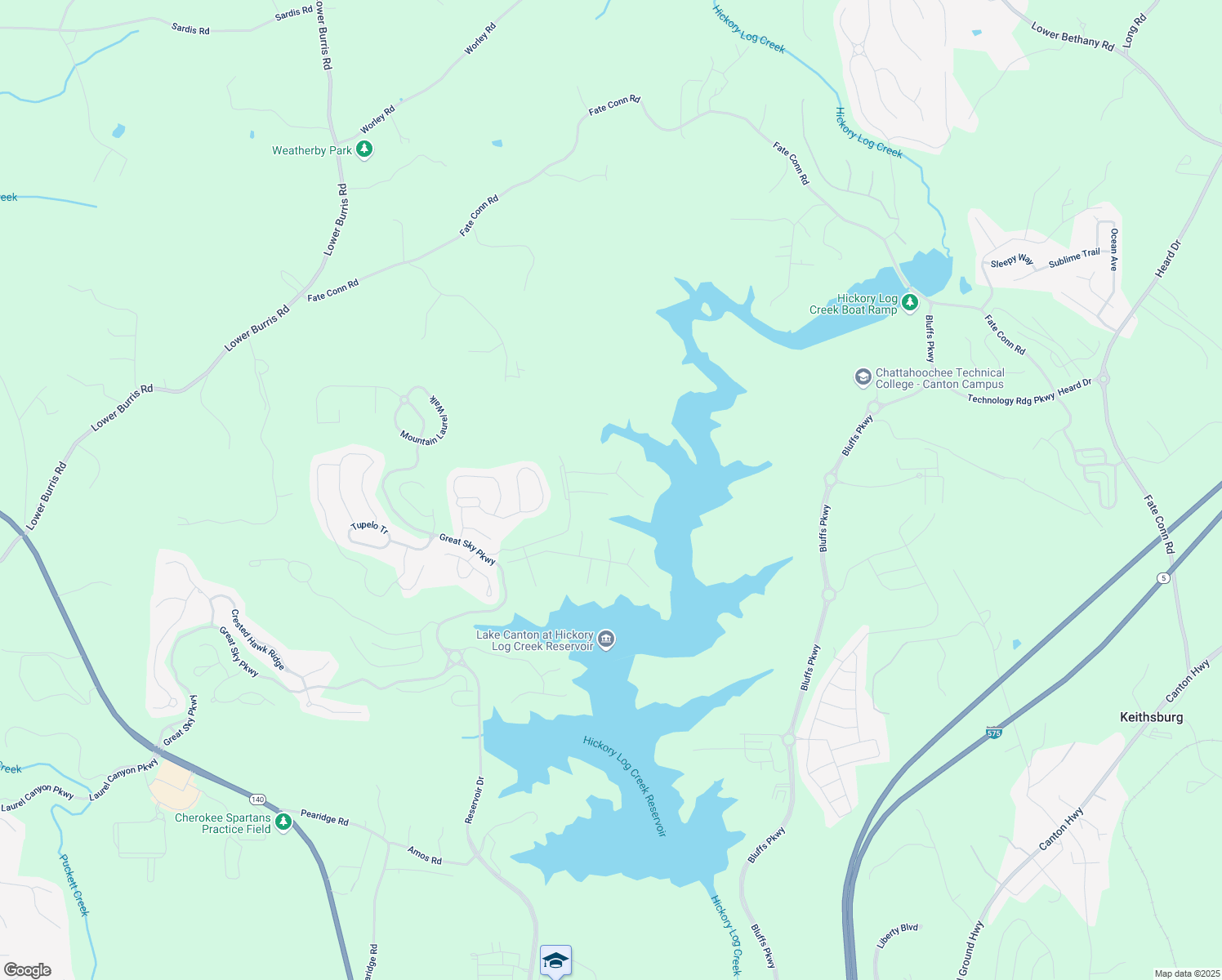 map of restaurants, bars, coffee shops, grocery stores, and more near 1049 Pine Bark Lane in Canton