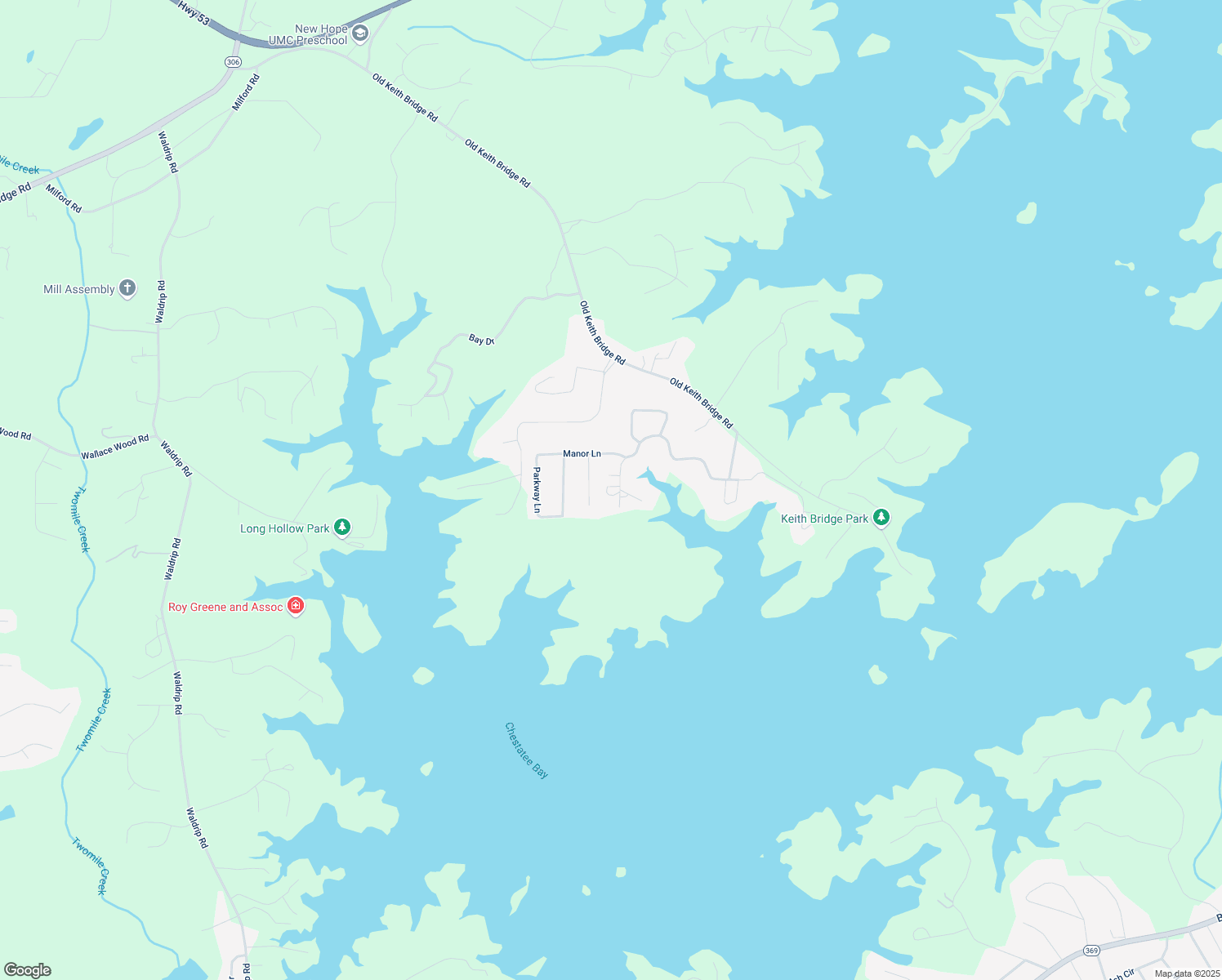 map of restaurants, bars, coffee shops, grocery stores, and more near 9600 Lakeside Way in Gainesville