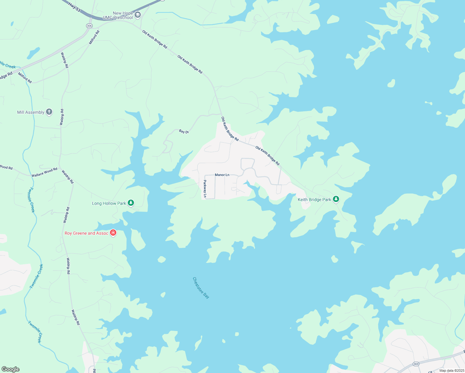 map of restaurants, bars, coffee shops, grocery stores, and more near 9600 Lakeside Way in Gainesville