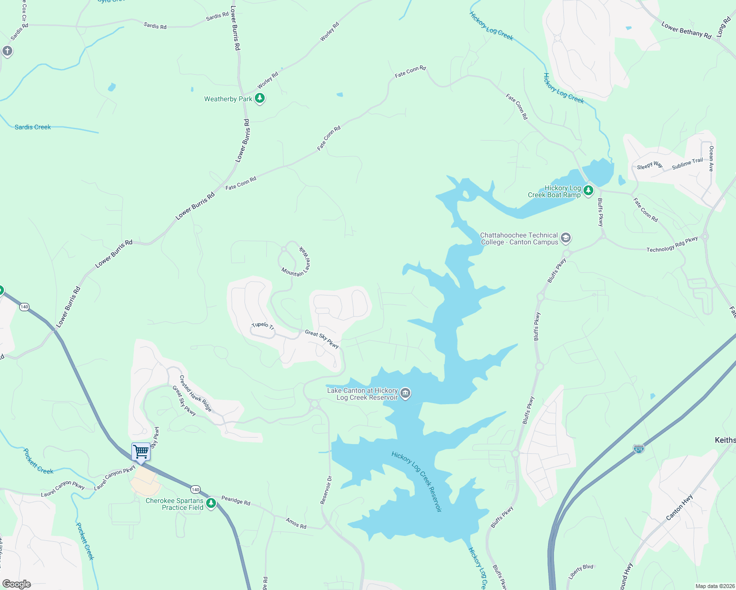 map of restaurants, bars, coffee shops, grocery stores, and more near 616 Little Bear Loop in Canton