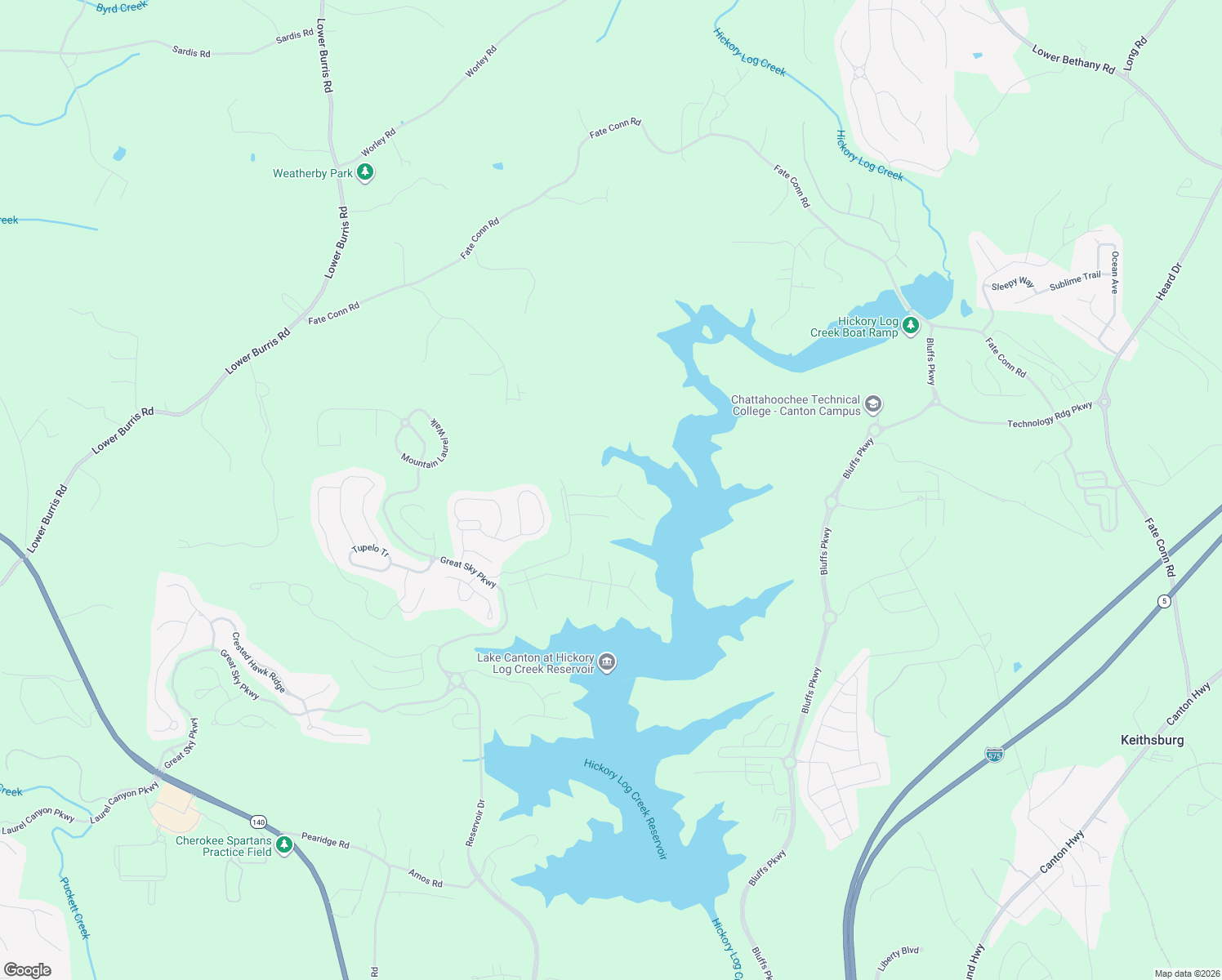 map of restaurants, bars, coffee shops, grocery stores, and more near 506 Blue Mountain Rise in Canton
