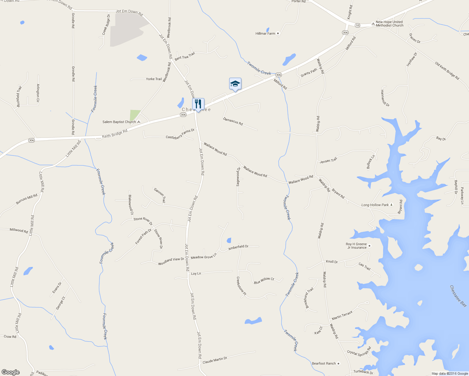 map of restaurants, bars, coffee shops, grocery stores, and more near 8240 Sagewood Dr in Gainesville