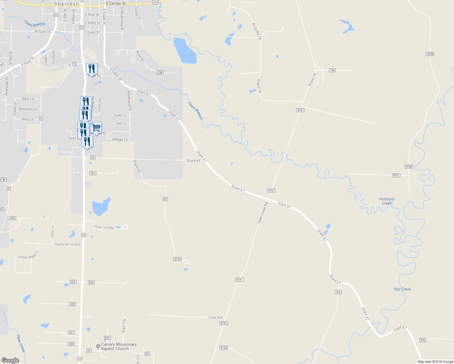 map of restaurants, bars, coffee shops, grocery stores, and more near 926 Grant 67 in Sheridan