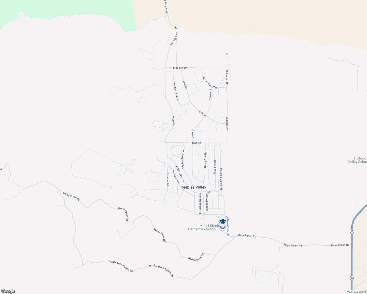 map of restaurants, bars, coffee shops, grocery stores, and more near 16991 Double Tree Road in Peeples Valley