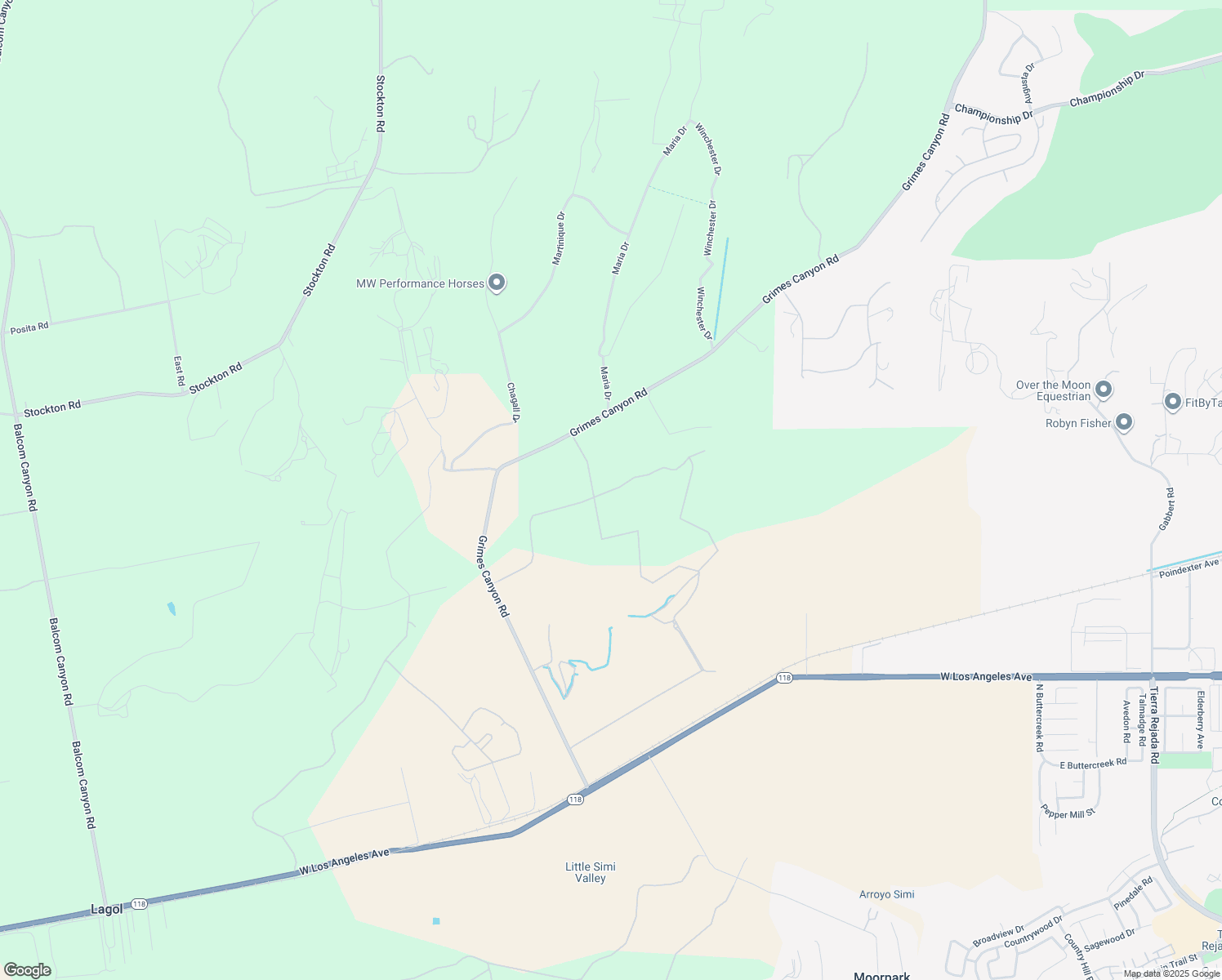 map of restaurants, bars, coffee shops, grocery stores, and more near 5929 Maarten Drive in Moorpark