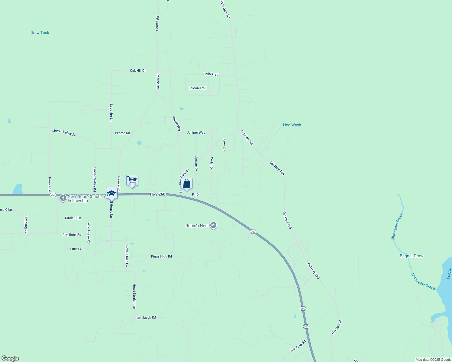 map of restaurants, bars, coffee shops, grocery stores, and more near 1022 Dwight Drive in Show Low