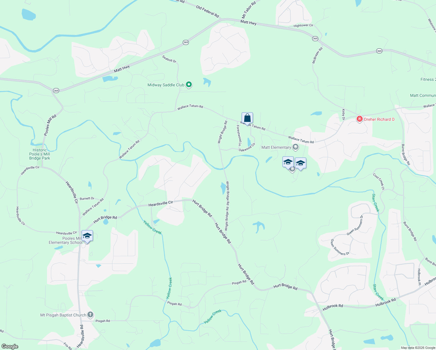 map of restaurants, bars, coffee shops, grocery stores, and more near 4815 Wright Bridge Road in Cumming