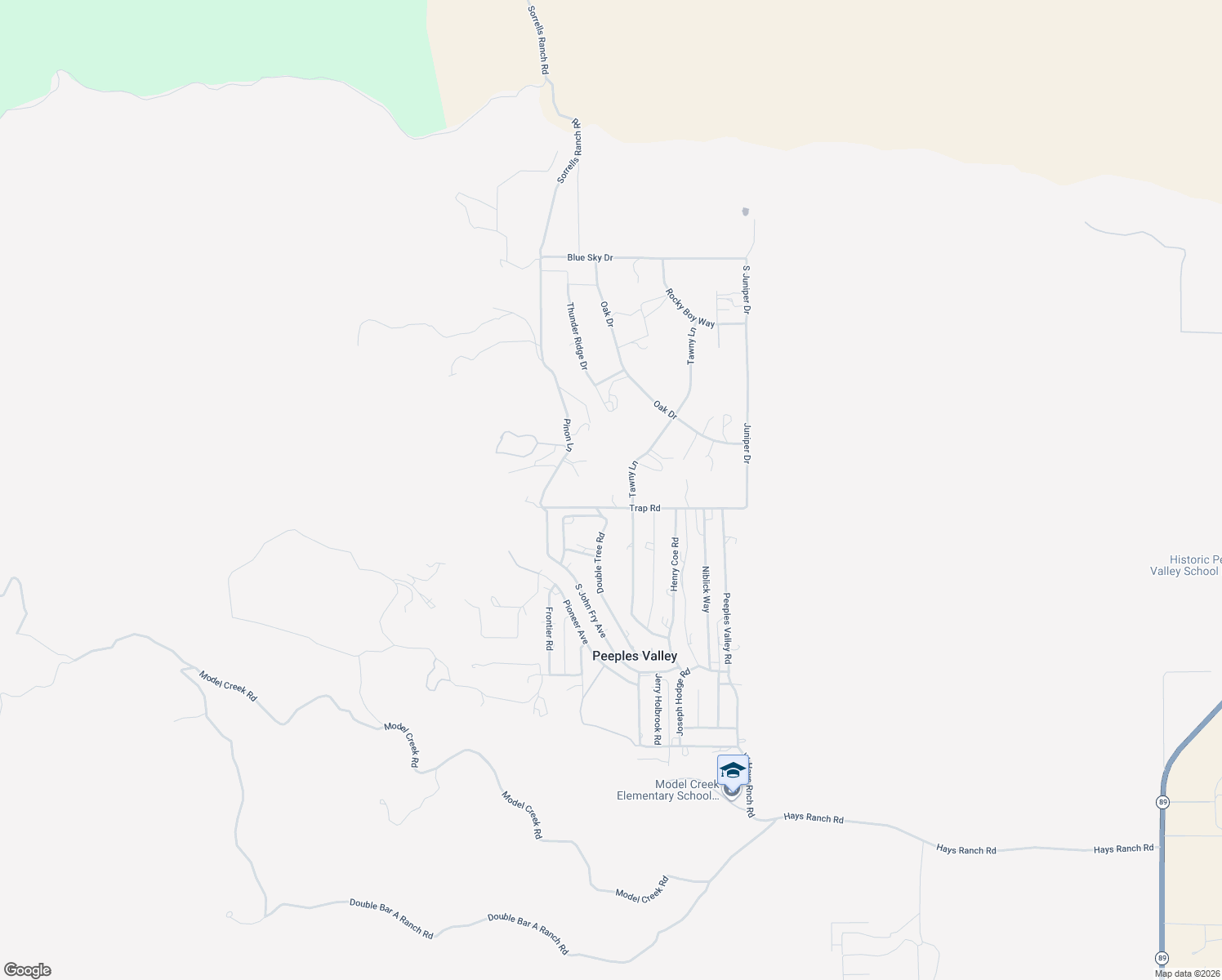 map of restaurants, bars, coffee shops, grocery stores, and more near 16991 Double Tree Road in Peeples Valley