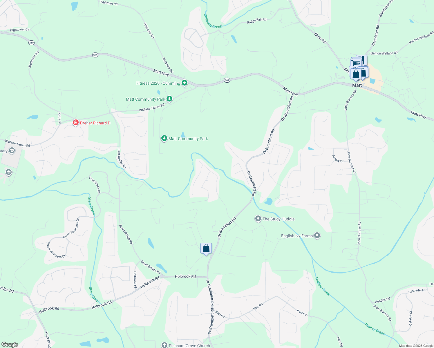 map of restaurants, bars, coffee shops, grocery stores, and more near 3870 Grandview Manor Drive in Cumming
