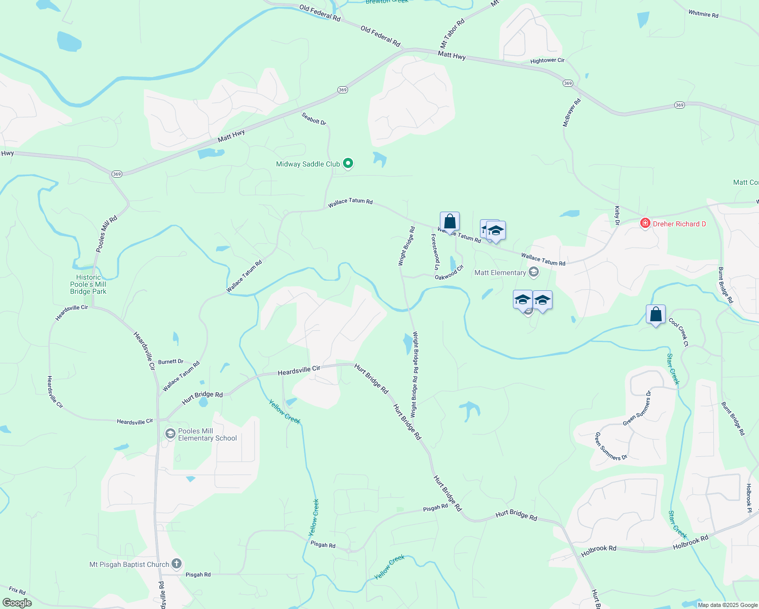 map of restaurants, bars, coffee shops, grocery stores, and more near 4960 Shade Creek Crossing in Cumming