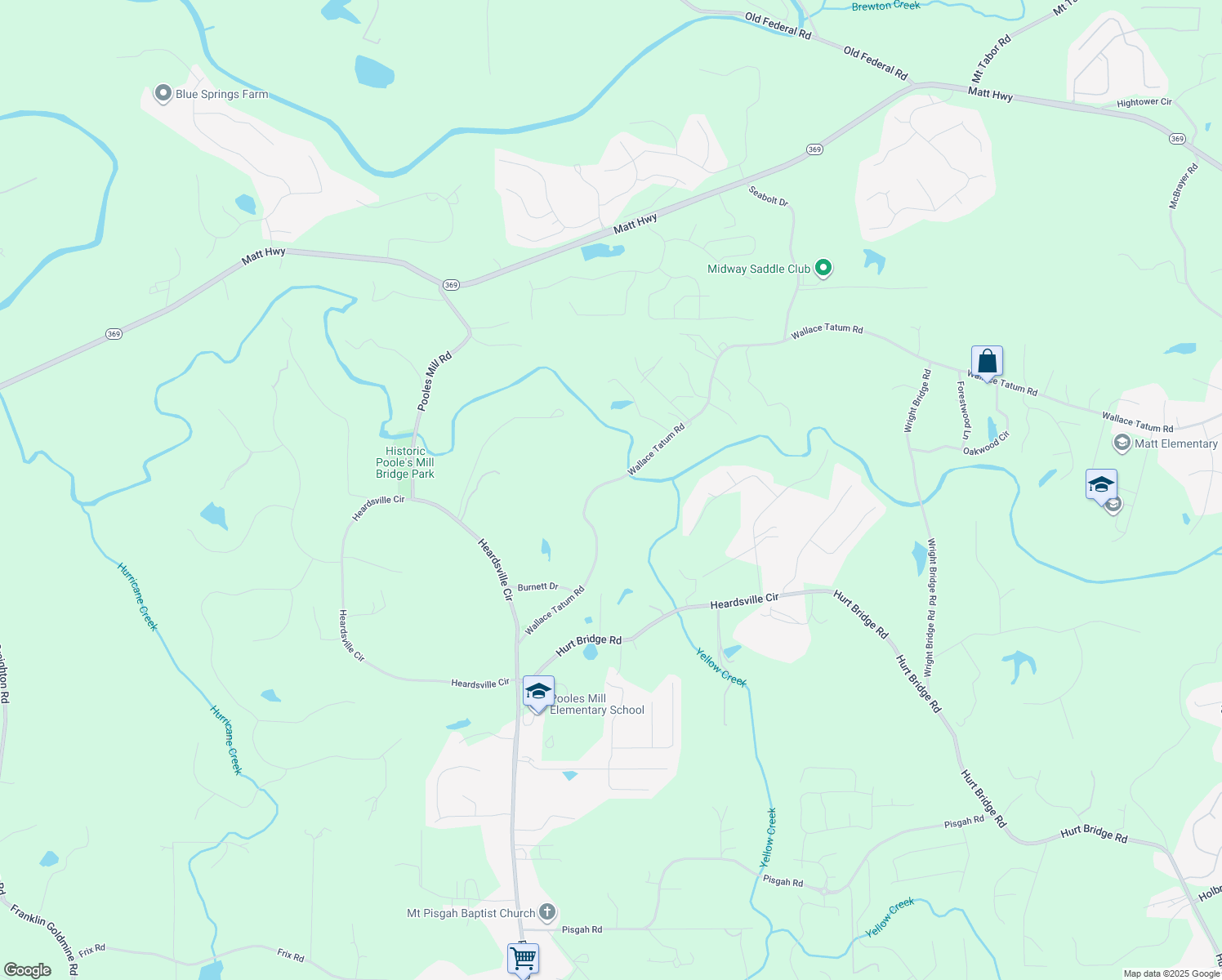 map of restaurants, bars, coffee shops, grocery stores, and more near 8635 Wallace Tatum Road in Cumming
