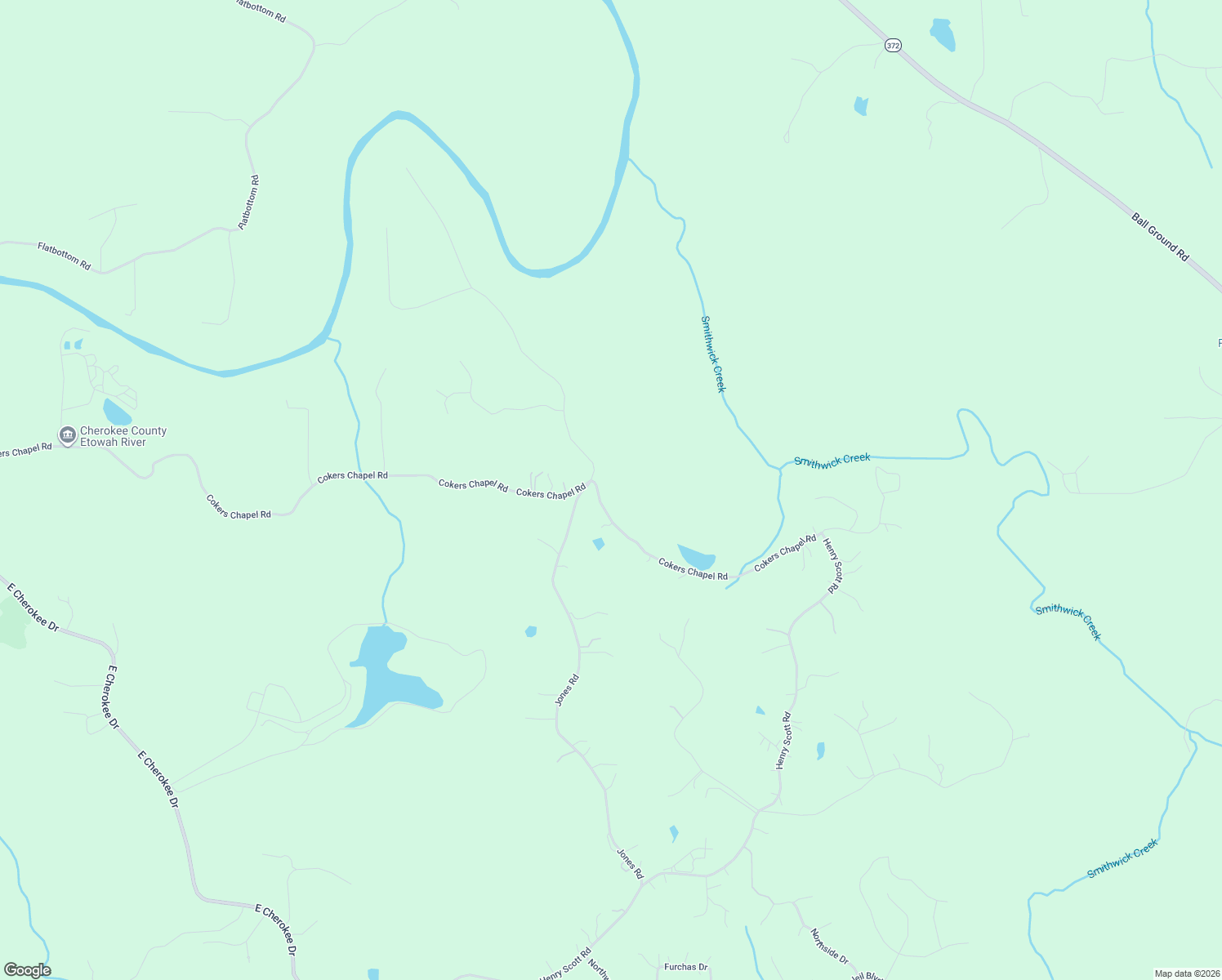 map of restaurants, bars, coffee shops, grocery stores, and more near 2055 Cokers Chapel Road in Ball Ground