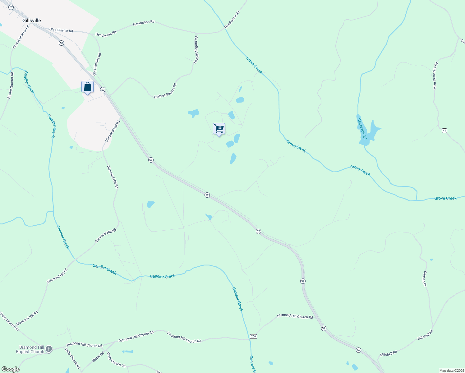 map of restaurants, bars, coffee shops, grocery stores, and more near 207 McClure Road in Gillsville