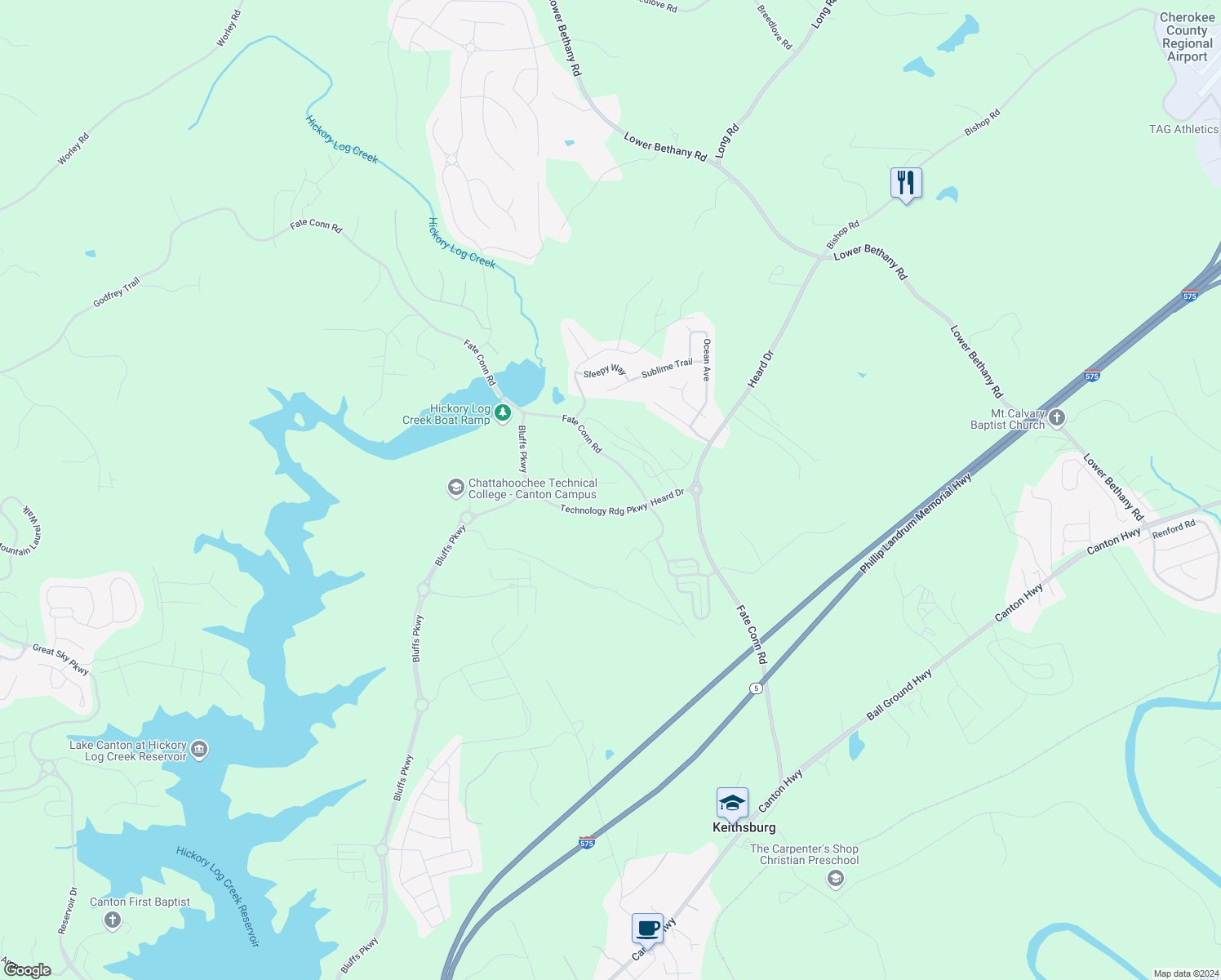 map of restaurants, bars, coffee shops, grocery stores, and more near 207 Sage Drive in Canton