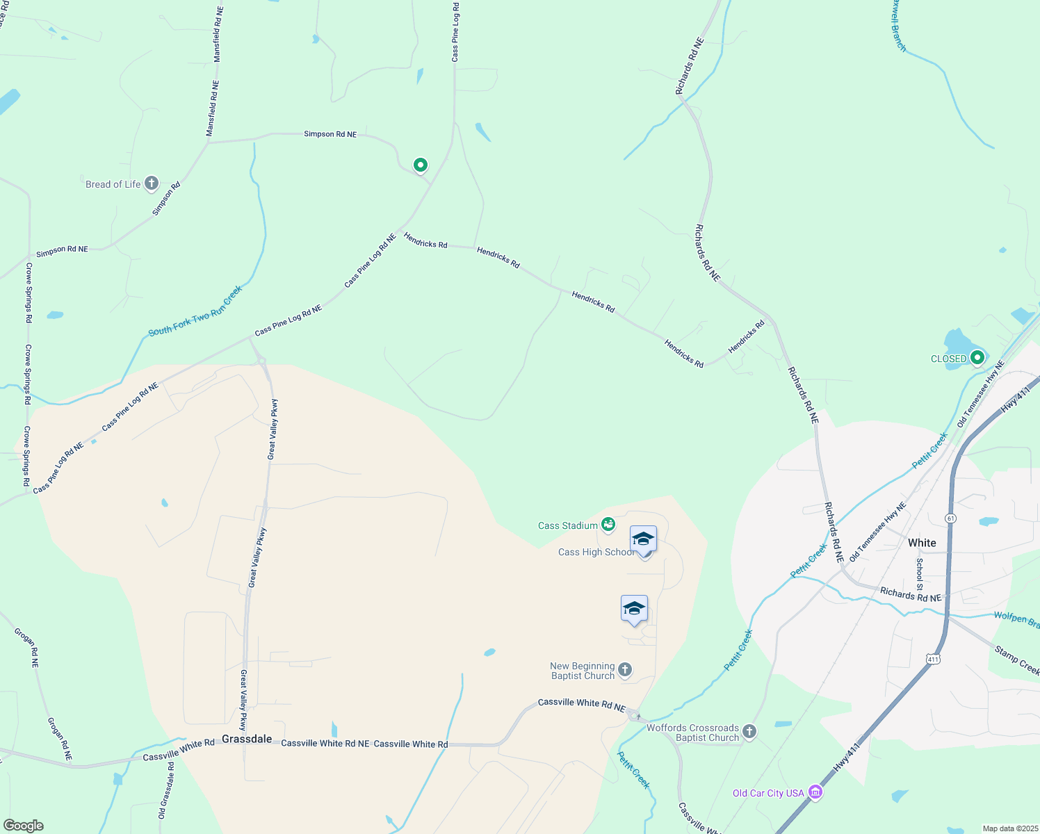 map of restaurants, bars, coffee shops, grocery stores, and more near 29 Saratoga Drive in Rydal