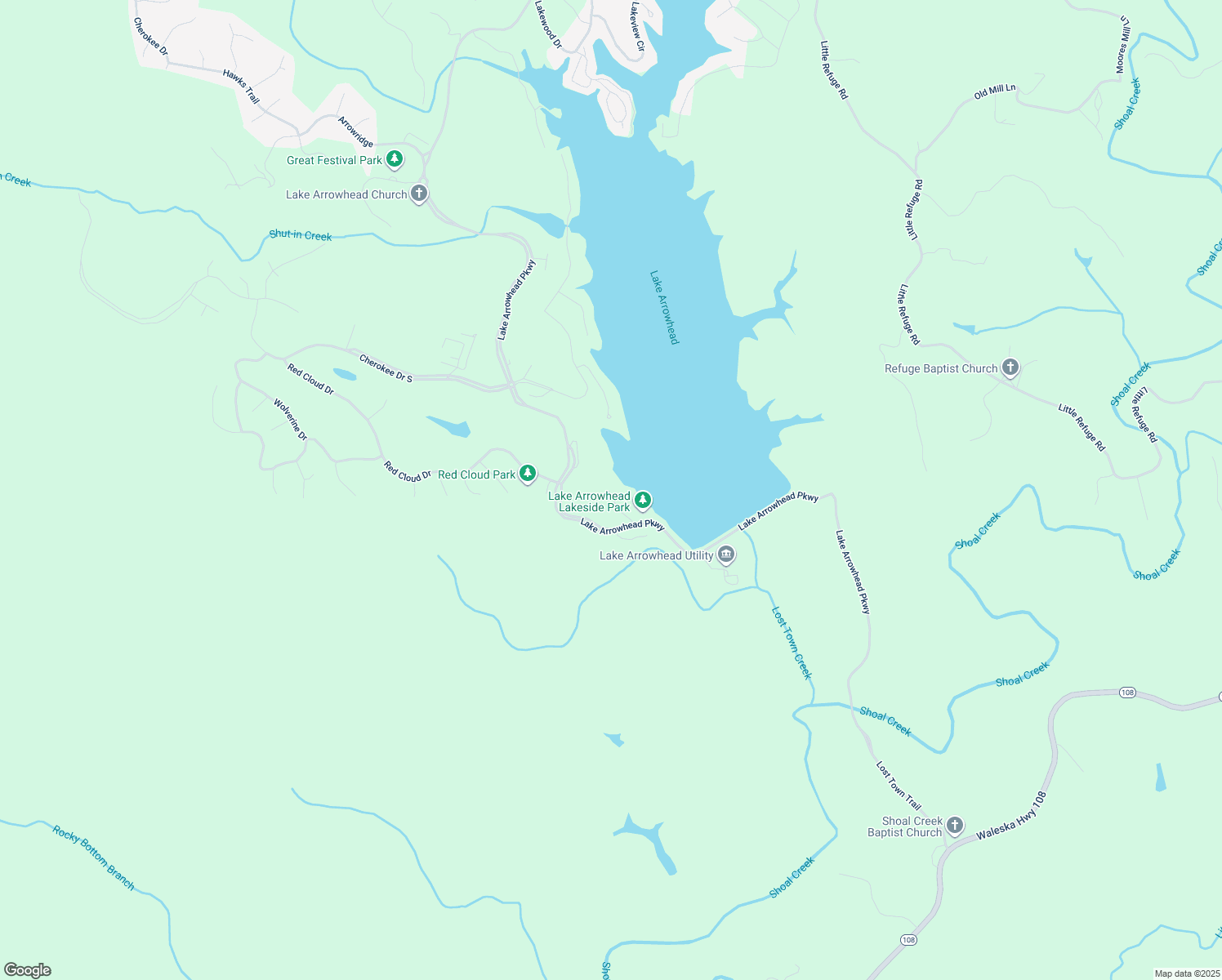 map of restaurants, bars, coffee shops, grocery stores, and more near 130 Marina Parc Drive in Waleska