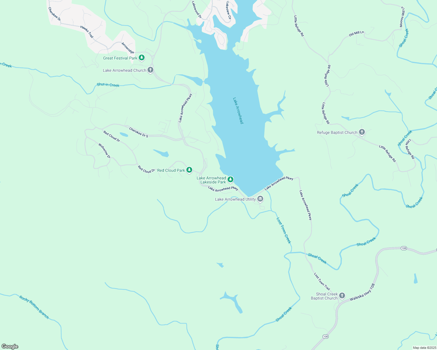 map of restaurants, bars, coffee shops, grocery stores, and more near 132 Marina Parc Drive in Waleska