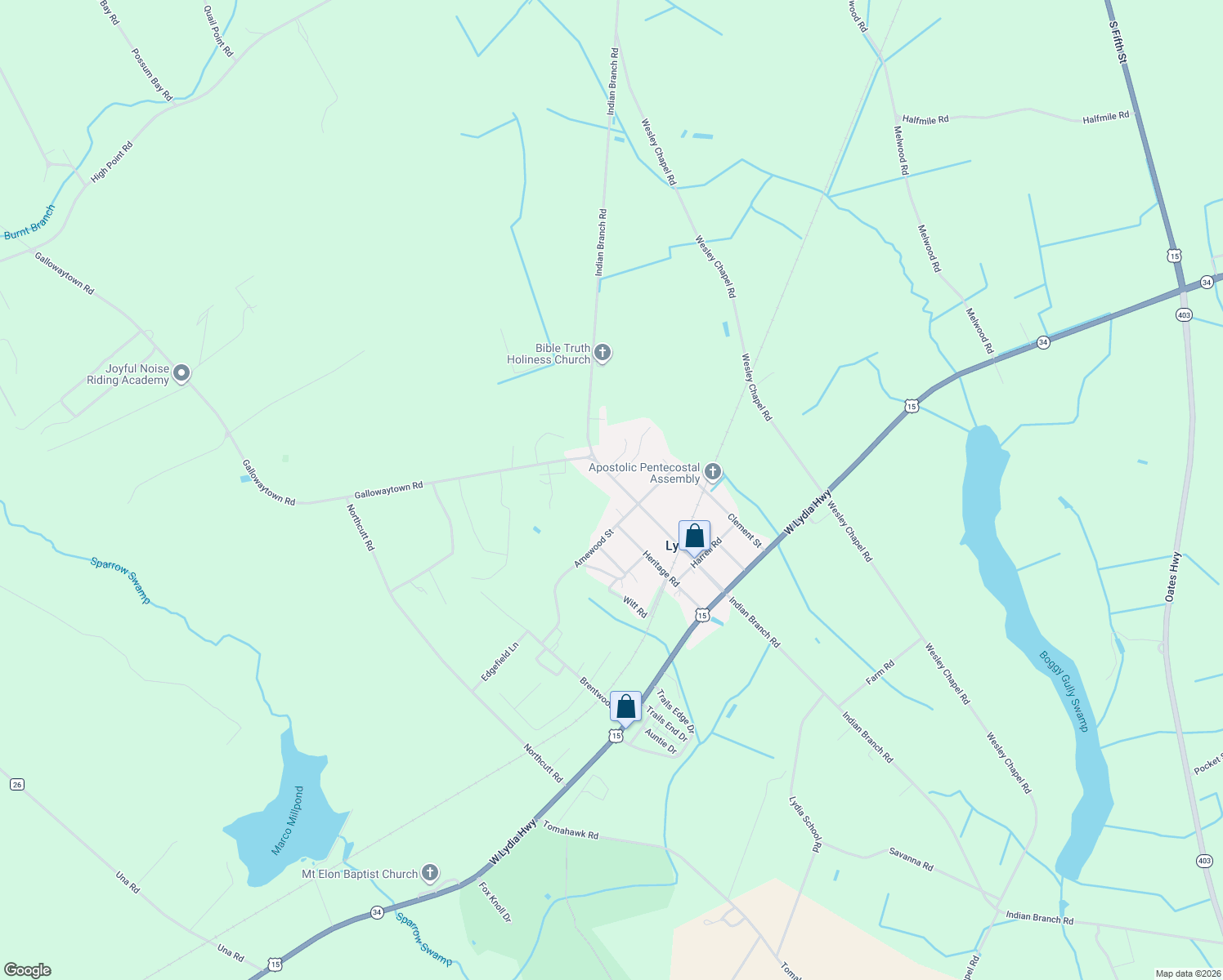 map of restaurants, bars, coffee shops, grocery stores, and more near 5265 Indian Branch Road in Hartsville