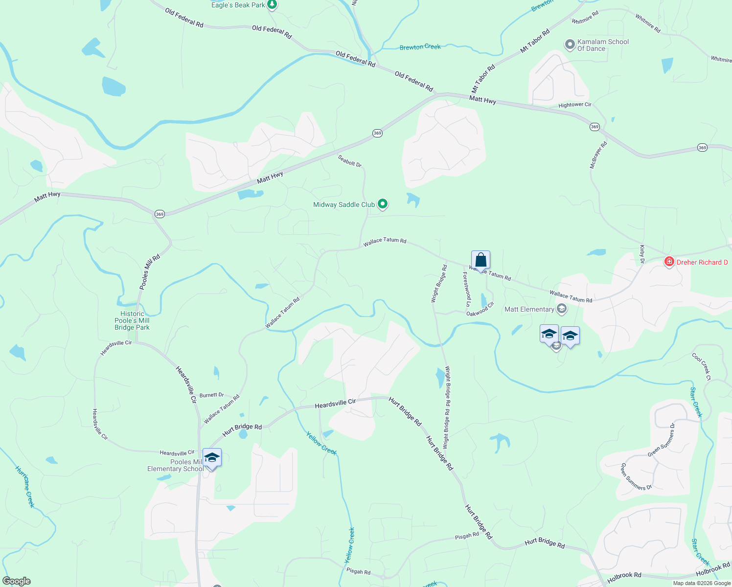 map of restaurants, bars, coffee shops, grocery stores, and more near 8215 Wallace Tatum Road in Cumming