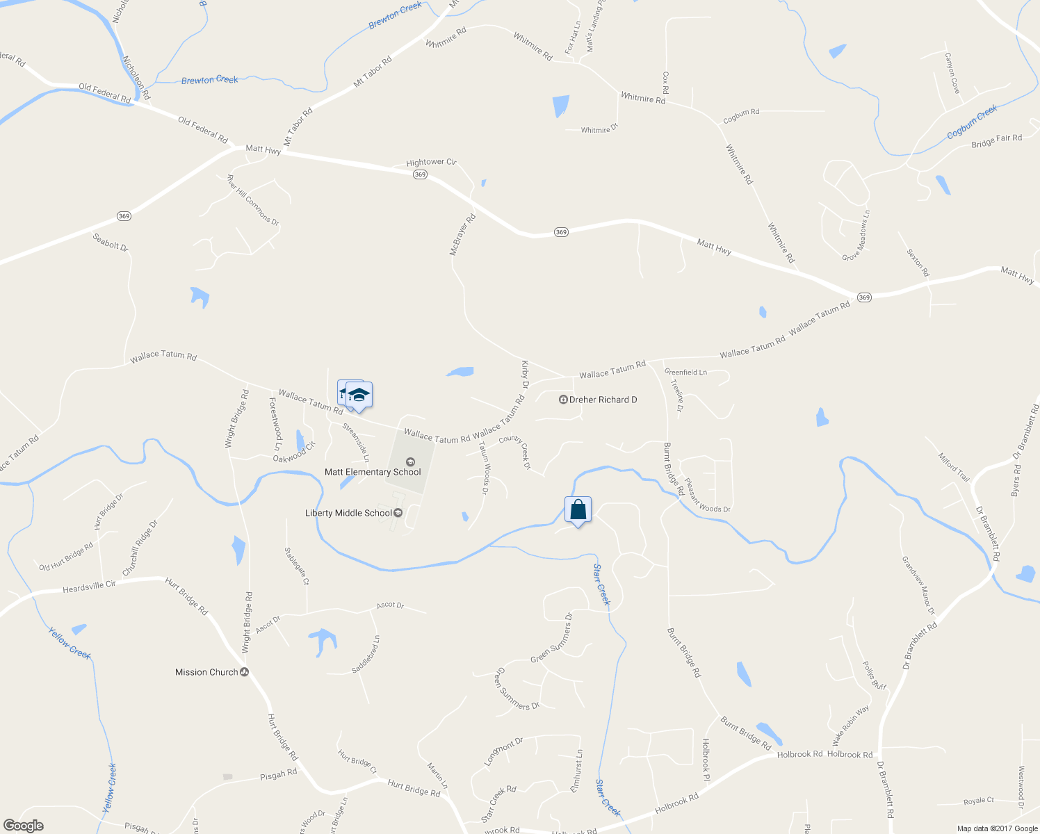 map of restaurants, bars, coffee shops, grocery stores, and more near 7245 Wallace Tatum Road in Cumming