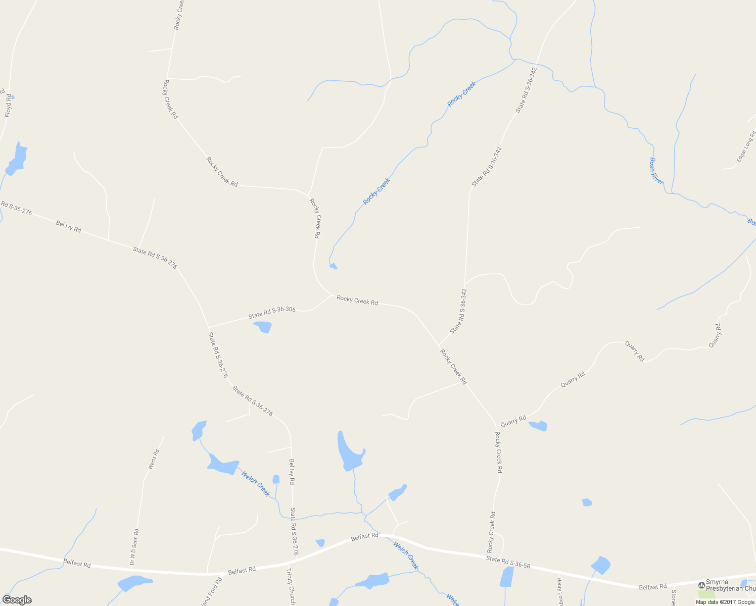 map of restaurants, bars, coffee shops, grocery stores, and more near 1503 Rocky Creek Road in Newberry