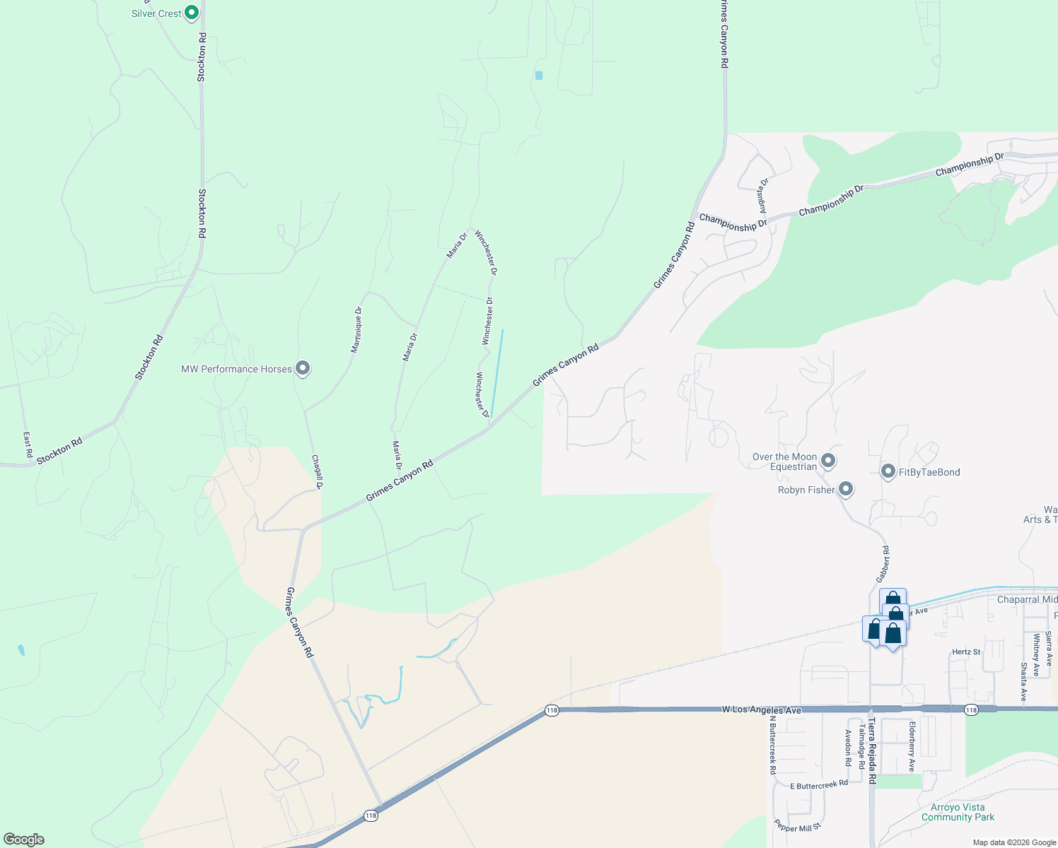 map of restaurants, bars, coffee shops, grocery stores, and more near 6480 Grimes Canyon Road in Moorpark