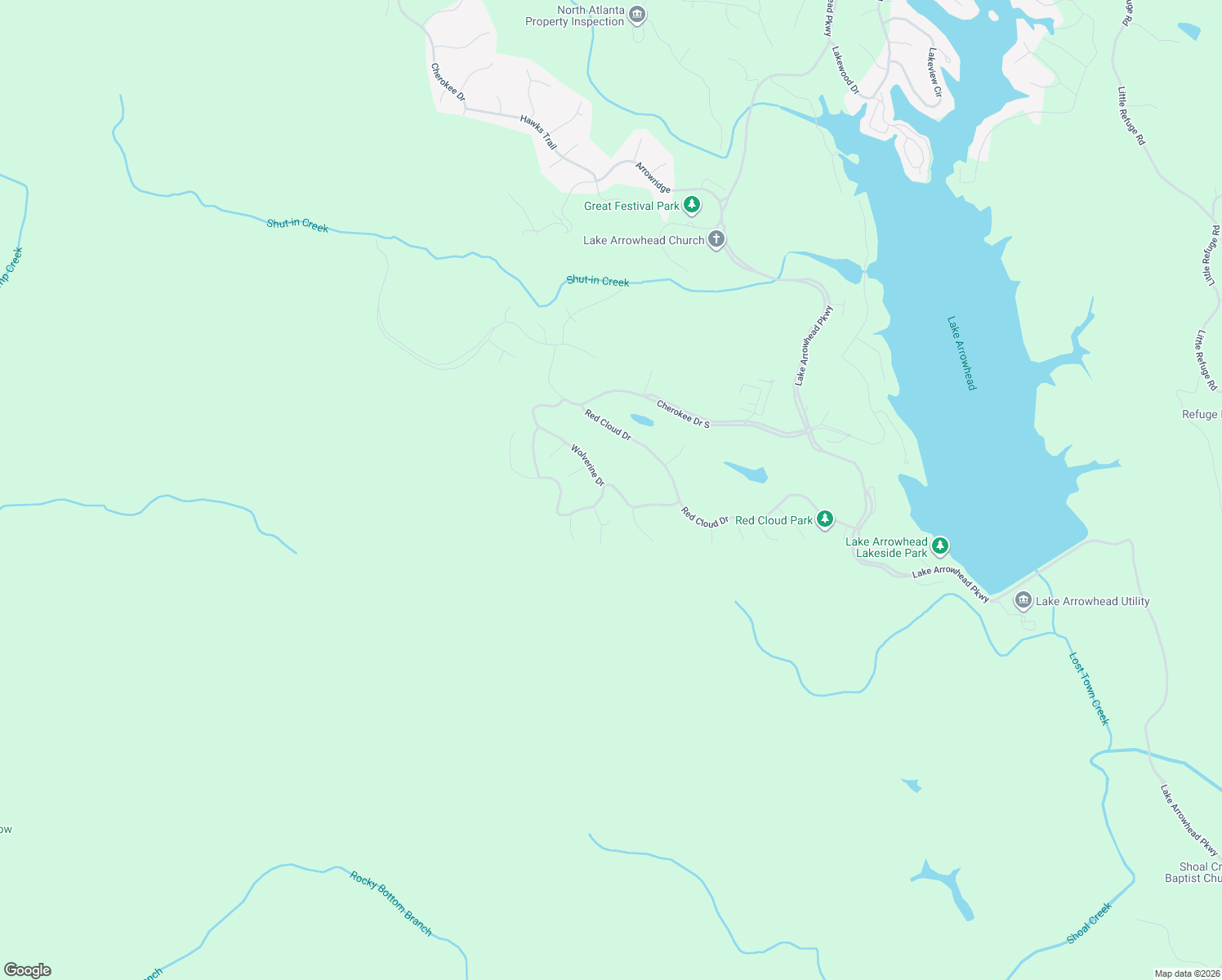 map of restaurants, bars, coffee shops, grocery stores, and more near 101 Fort Wayne Drive in Waleska
