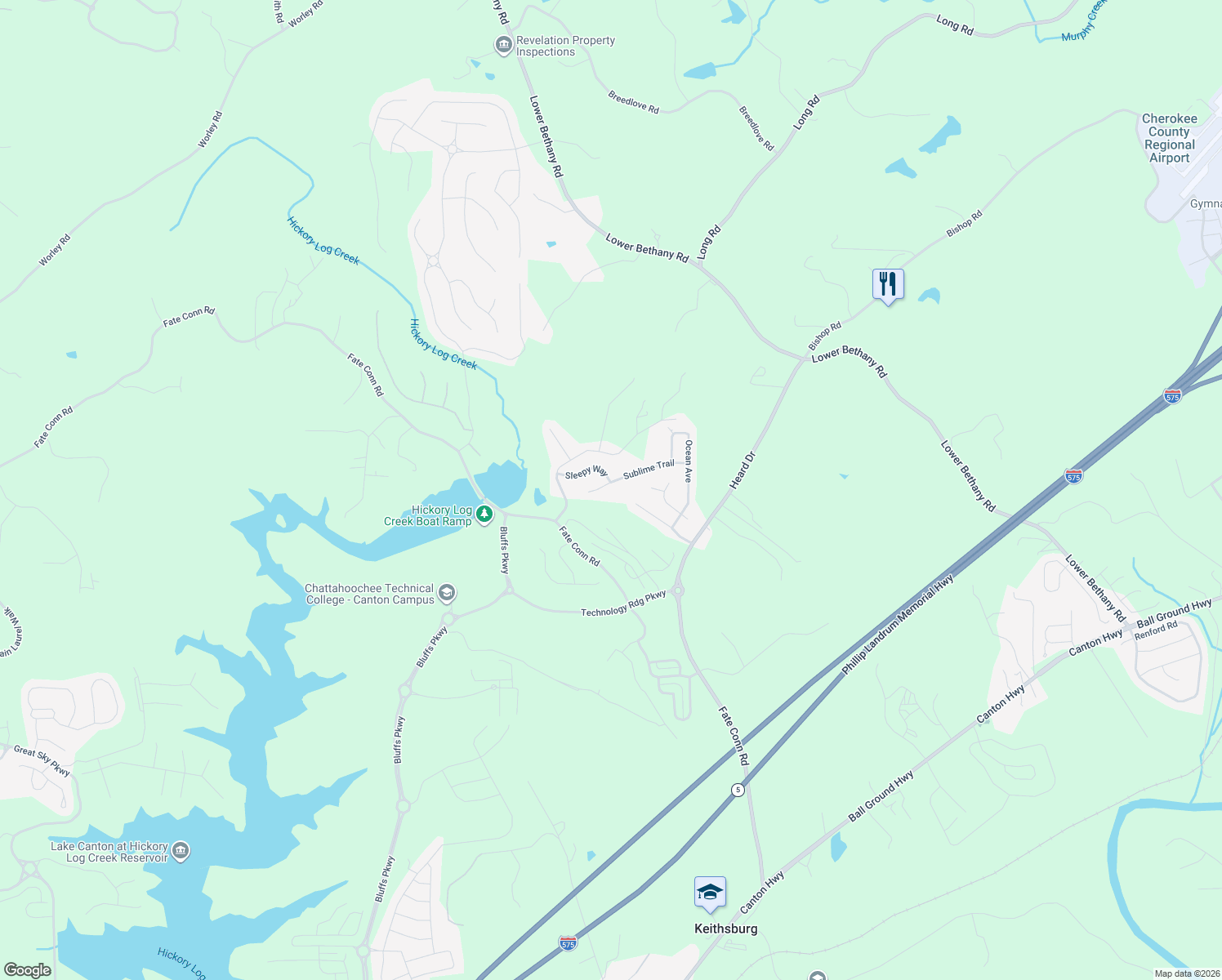 map of restaurants, bars, coffee shops, grocery stores, and more near 947 Sublime Trail in Canton
